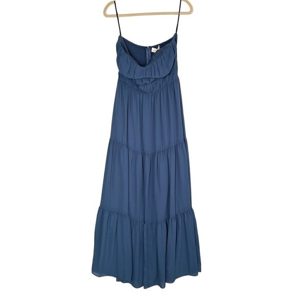 NEW WAYF Strapless Tiered Maxi Dress Chiffon Size L - Picture 1 of 5